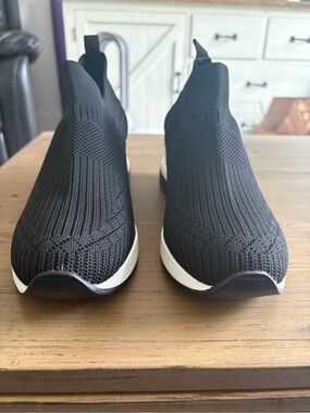 Mix No. 6 Black Knit Slip-On Sneakers with White Sole